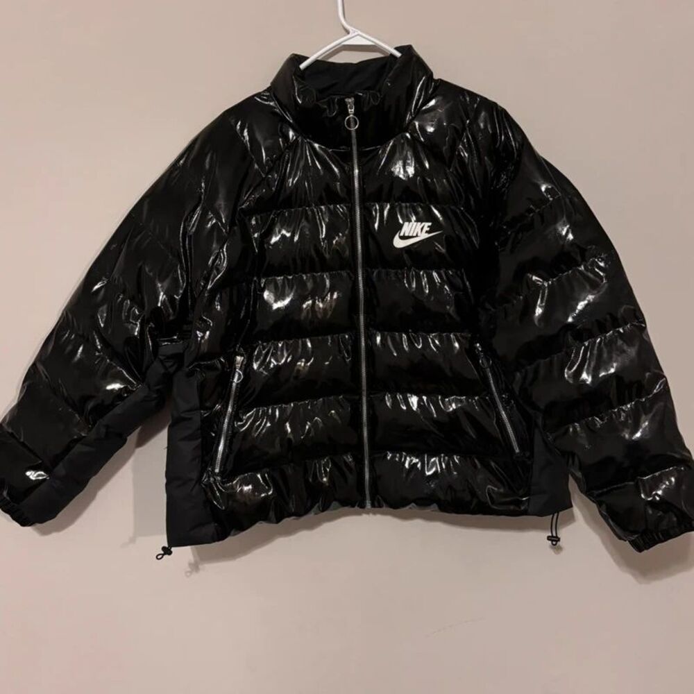 Nike Sportswear Icon Clash Shiny Black Puffer Jacket CU6712-010 Women's XL